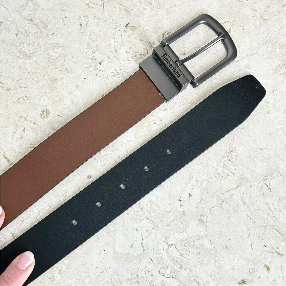 Timberland NEW Mens Leather Belt Size 48 Brown Black Reversible
